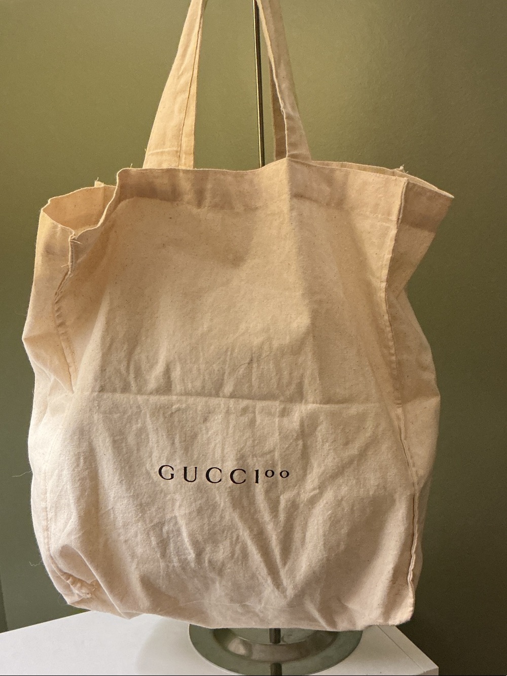 Gucci 100th Anniversary Natural/Cream Canvas Logo Tote Bag New